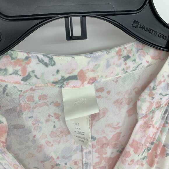 H&M Dress Floral Print Button Down Midi V Neck Short Sleeve - Picture 4 of 12